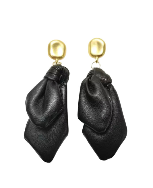Black leather earrings