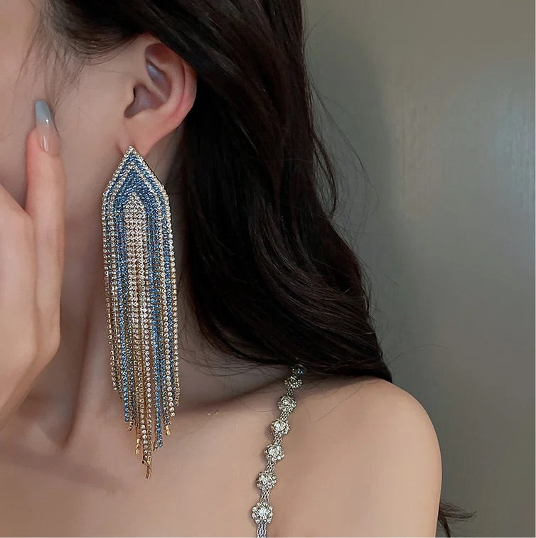 Blue Tassel Earrings