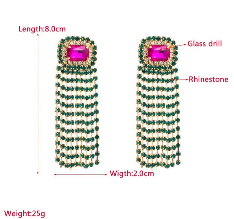 Green Tassels Earrings
