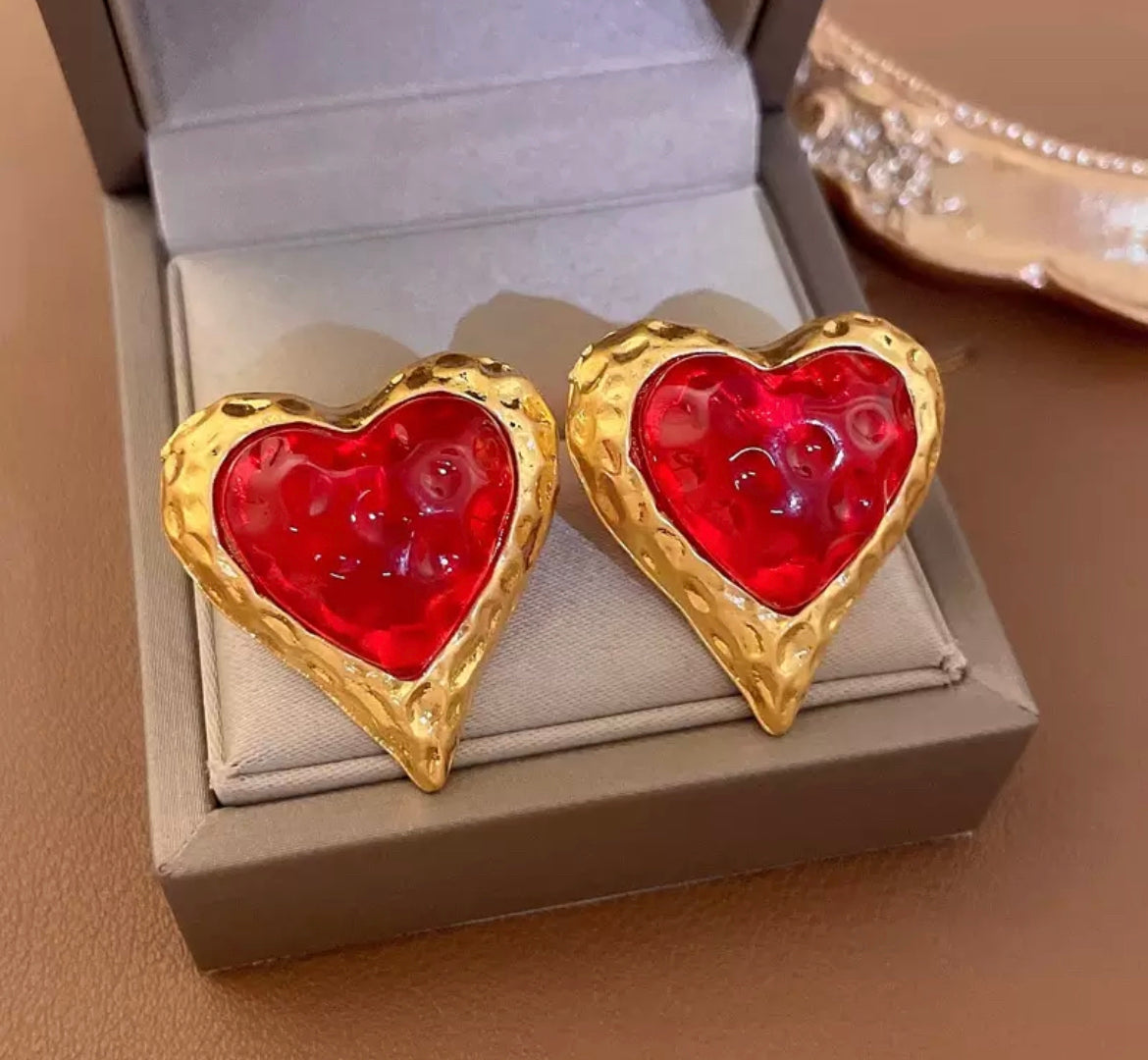 Red heart earrings