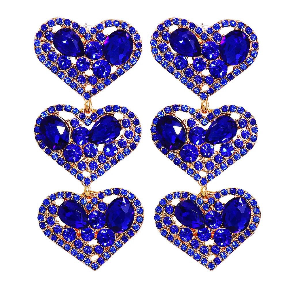 Triple Heart Earrings