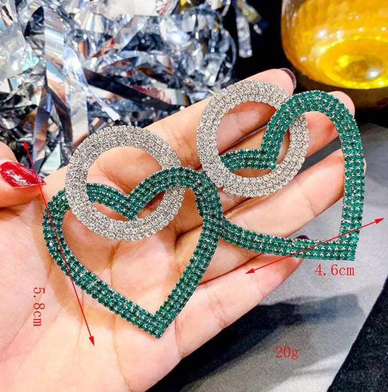 Heart Earrings Green