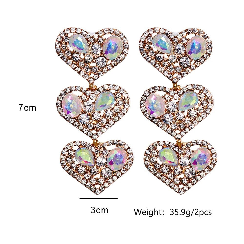 Triple Heart Earrings