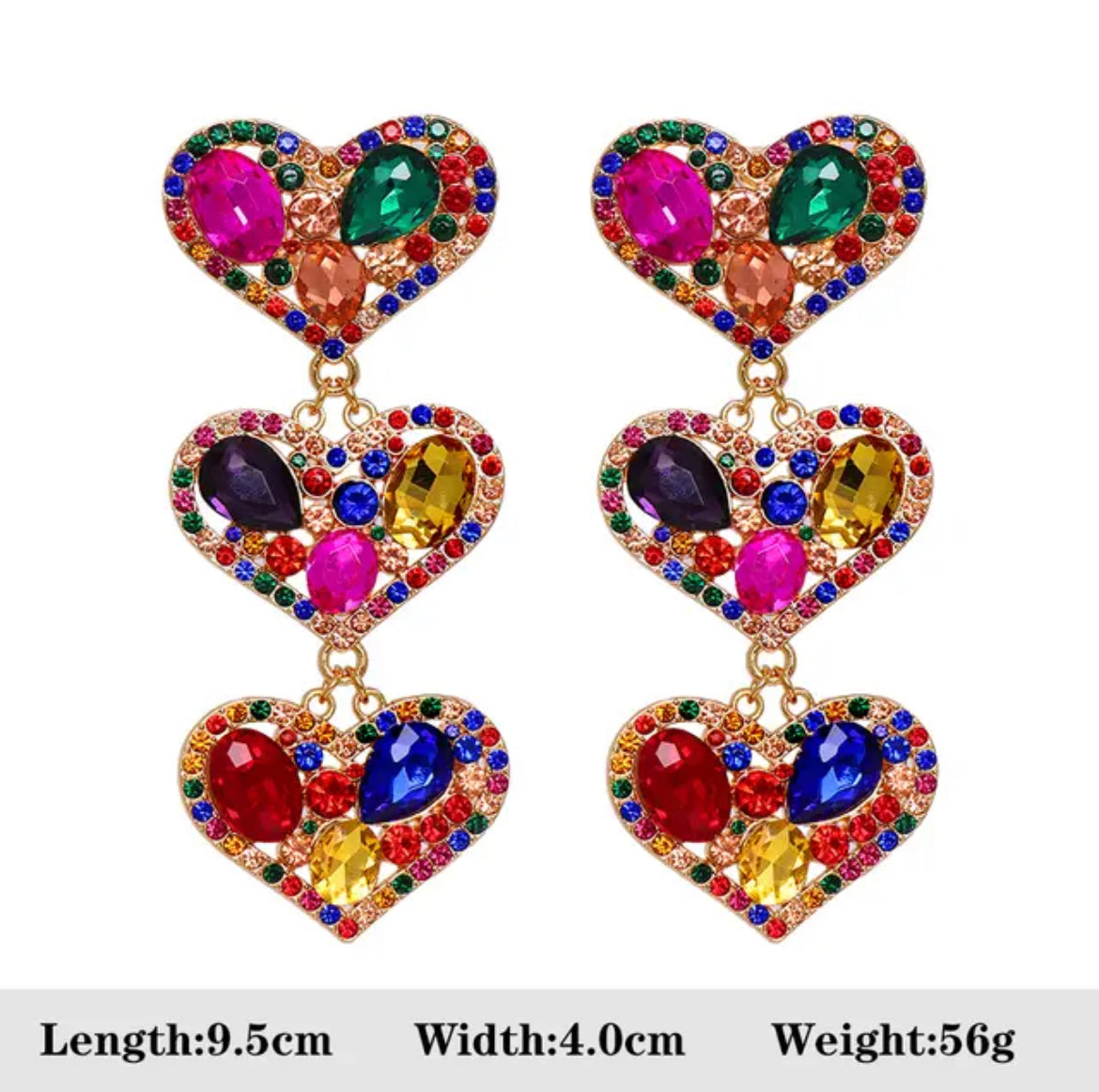 Triple Heart Earrings
