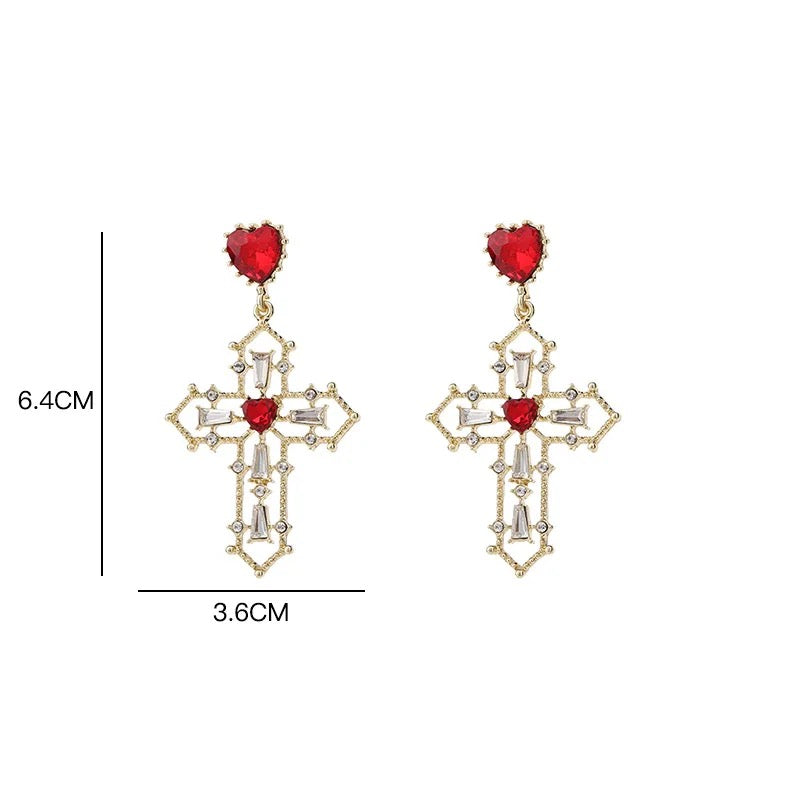 Cross ruby earrings