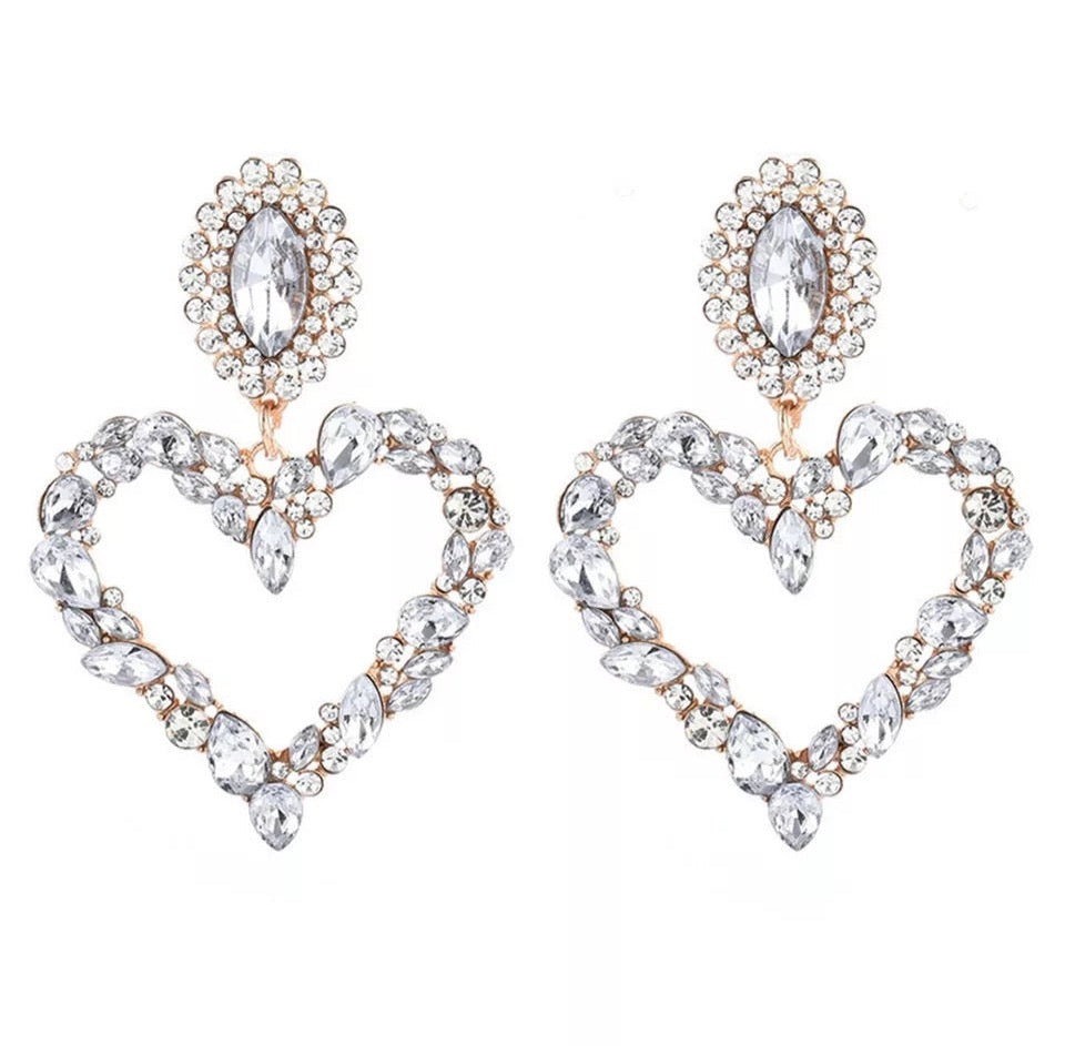Heart White Earrings