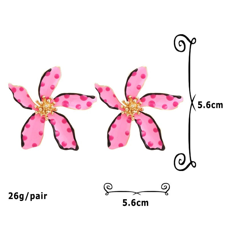Pink flower earrings