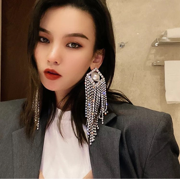 Gray tassel earrings