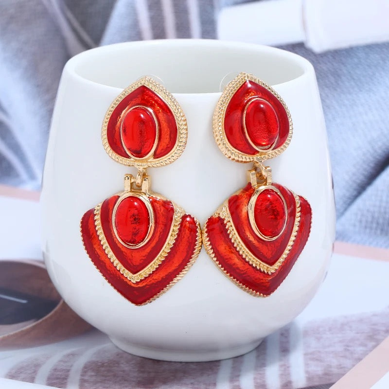 Retro Red Earrings