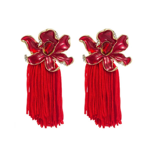 Flower Tassel Earrings