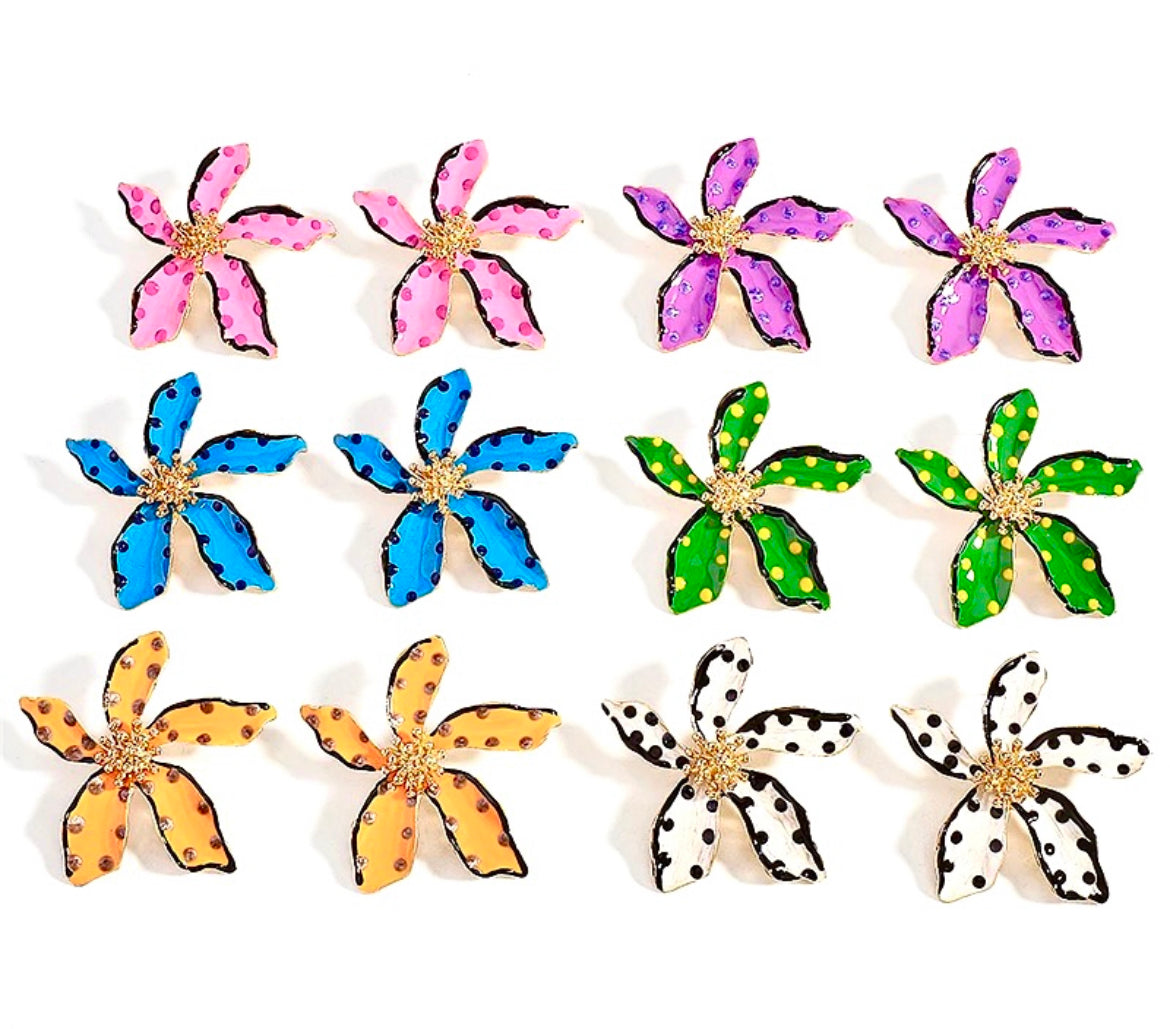 Orange Flower Earrings