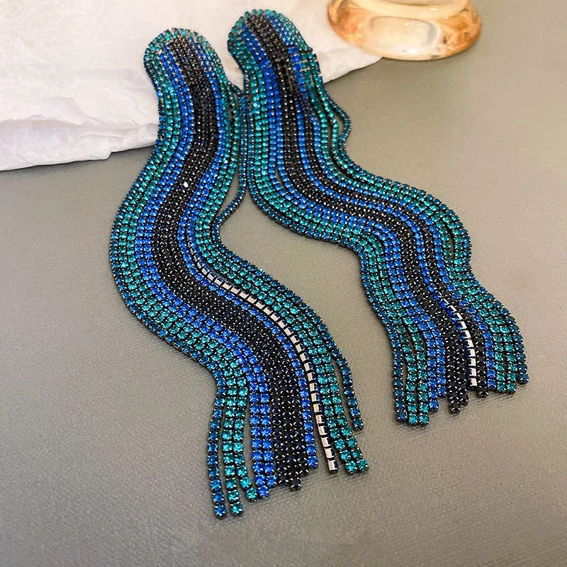 Blue tassel earrings