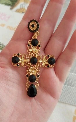 Cross Pearl Earrings