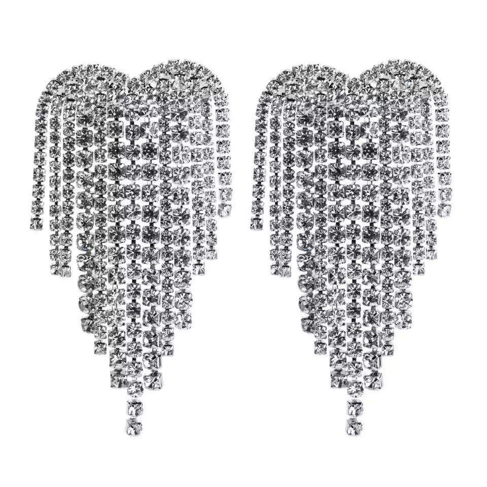 Heart tassel silver Earrings