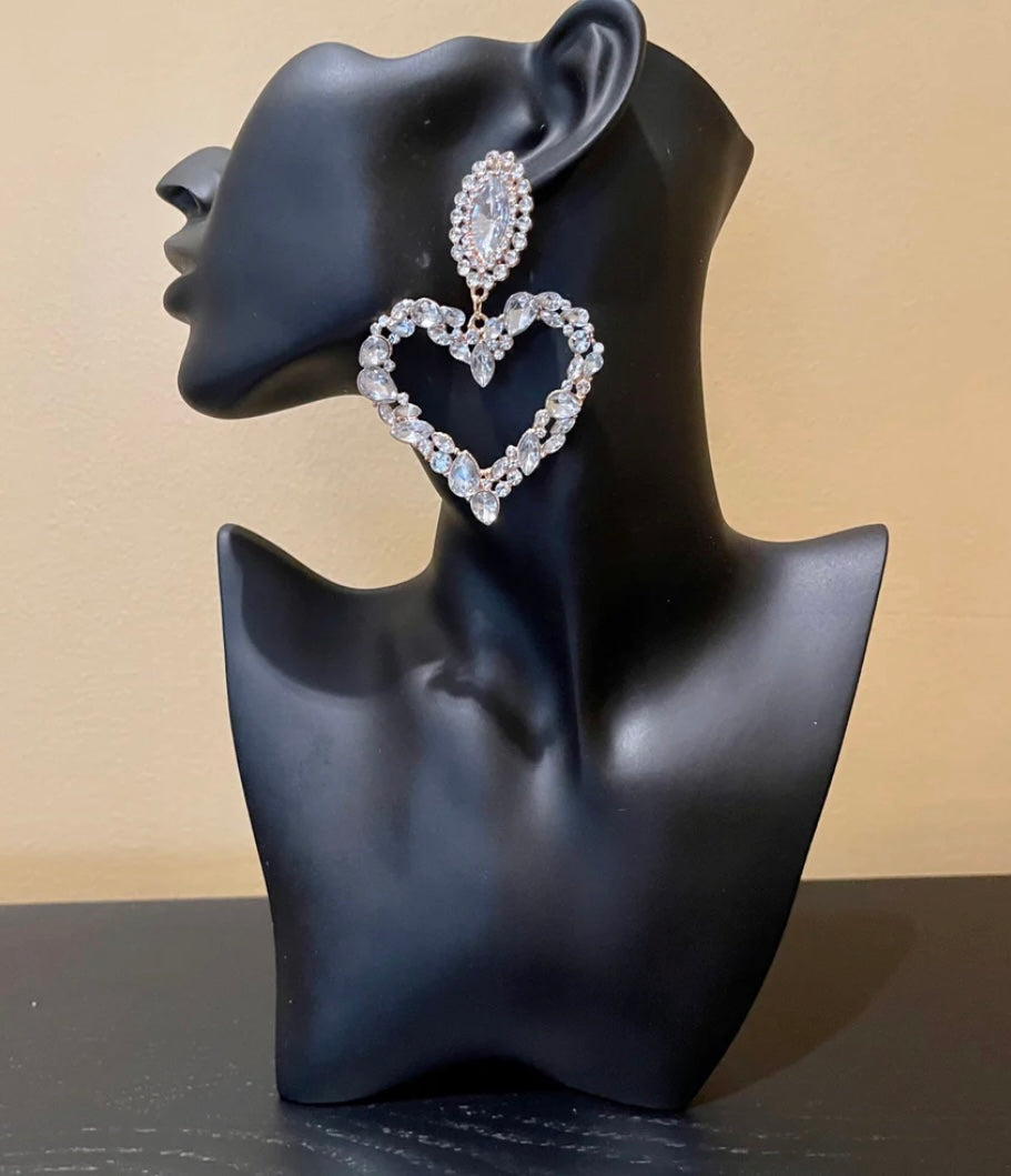 Heart White Earrings