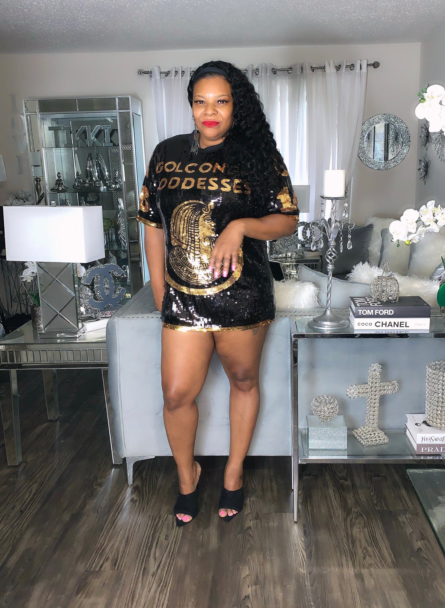 Sequin shirt dress