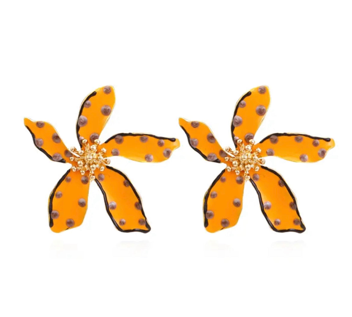 Orange Flower Earrings