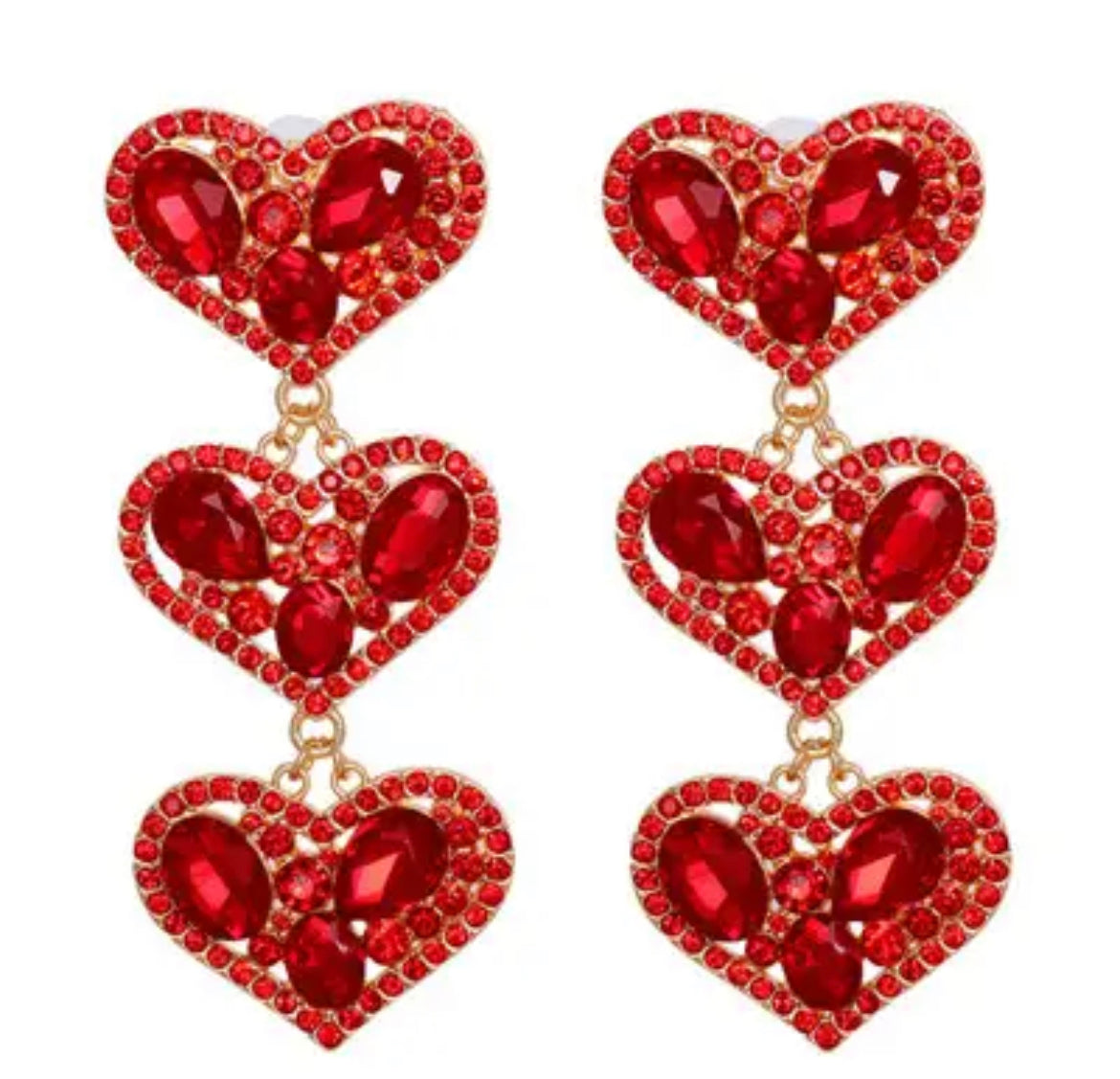 Triple Heart Earrings