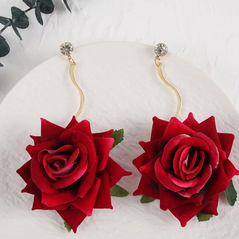 Gold Rose Earrings