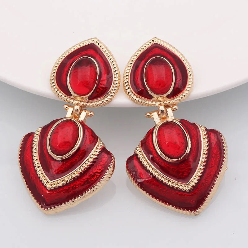 Retro Red Earrings