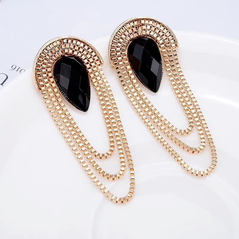Black Oval Earrings