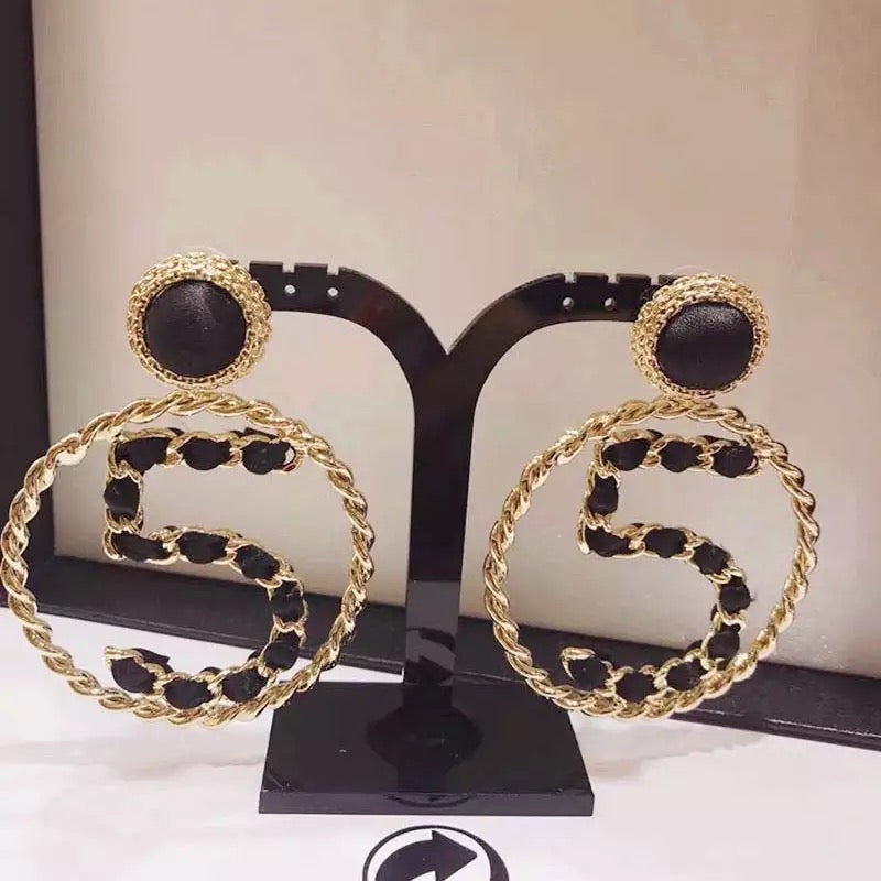 Number “5” Earrings black