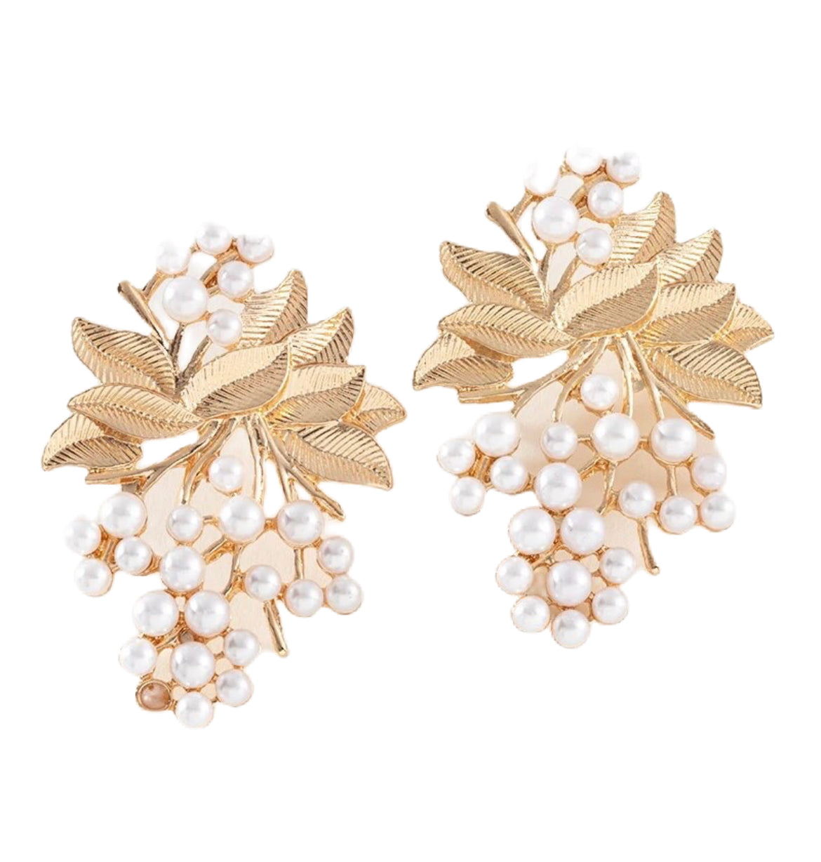 Pearl leaf earrings