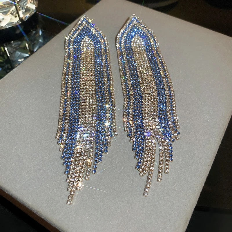 Blue Tassel Earrings