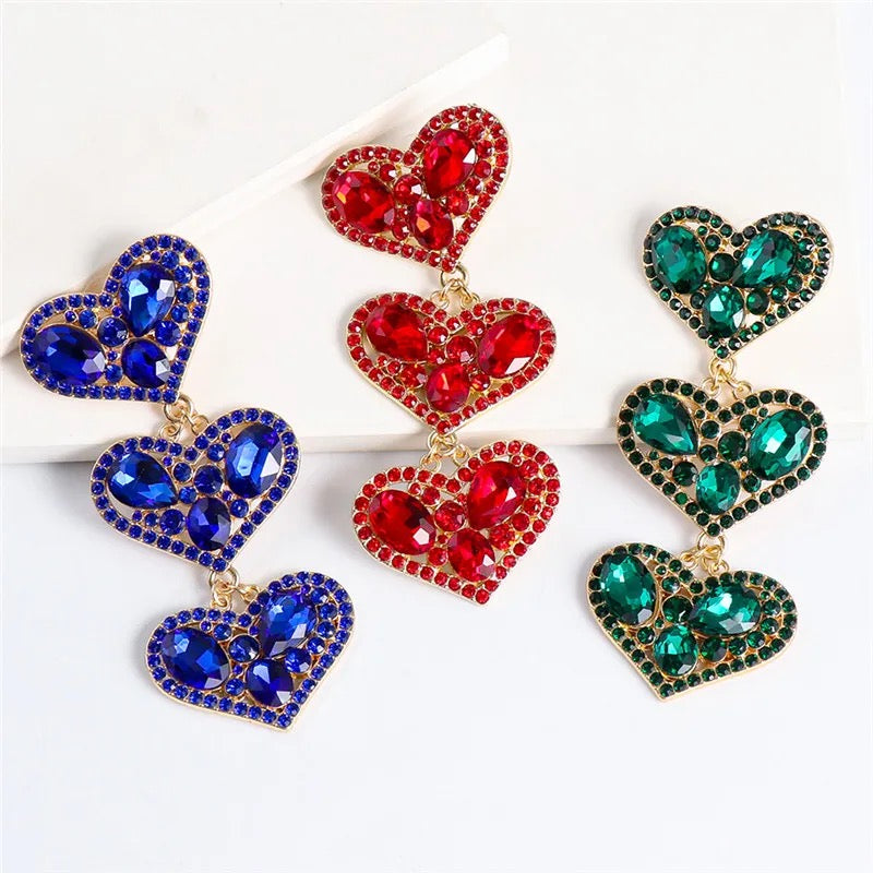 Triple Heart Earrings