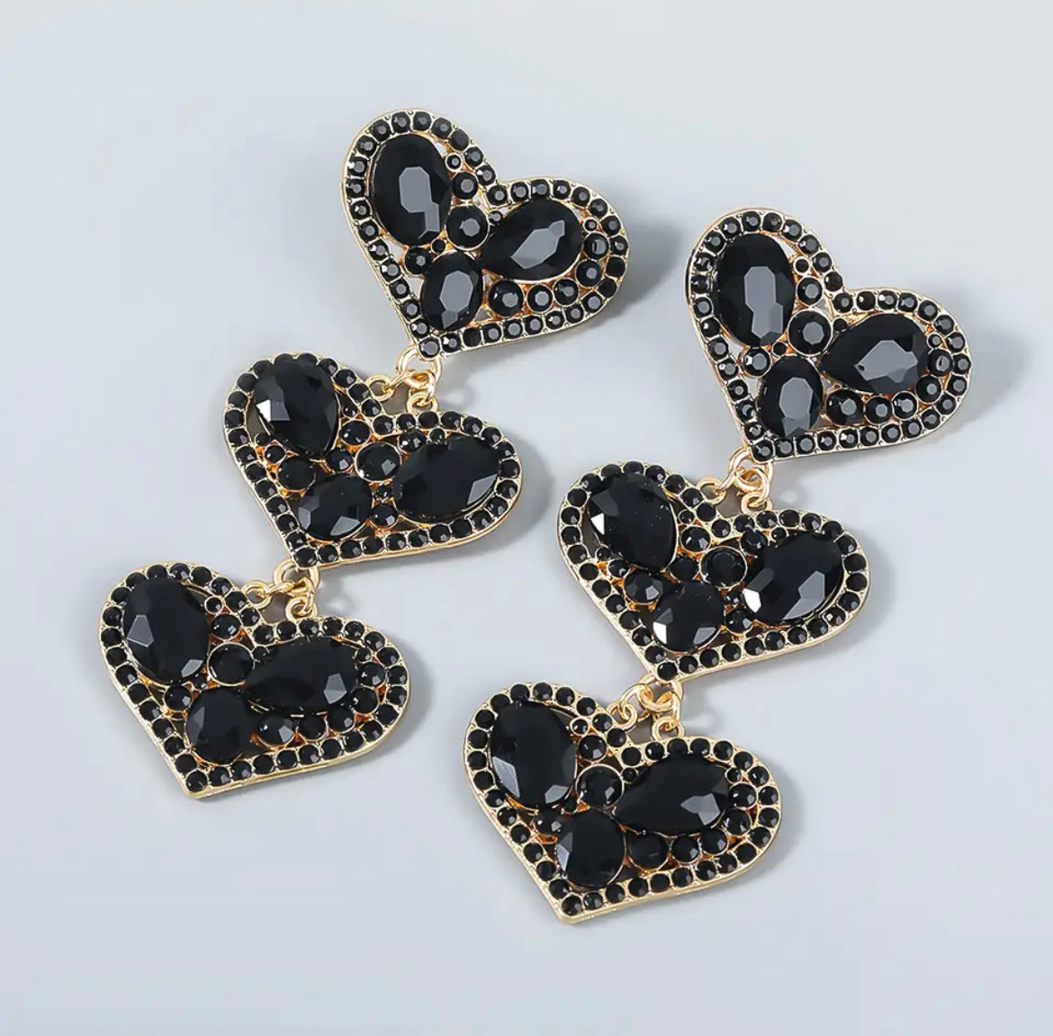 Triple Heart Earrings