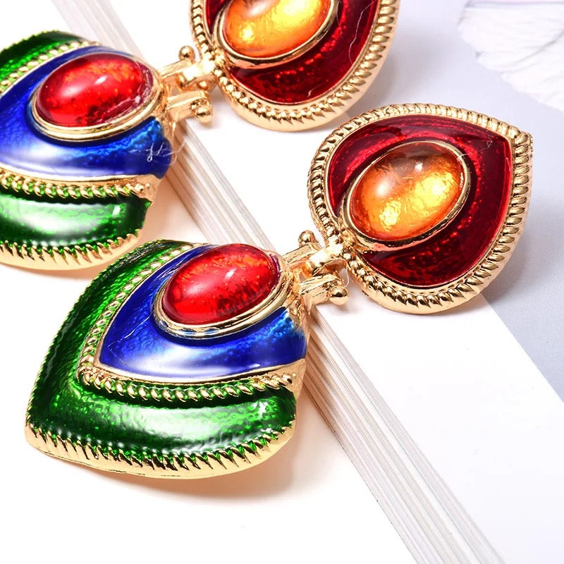 Retro Green Earrings