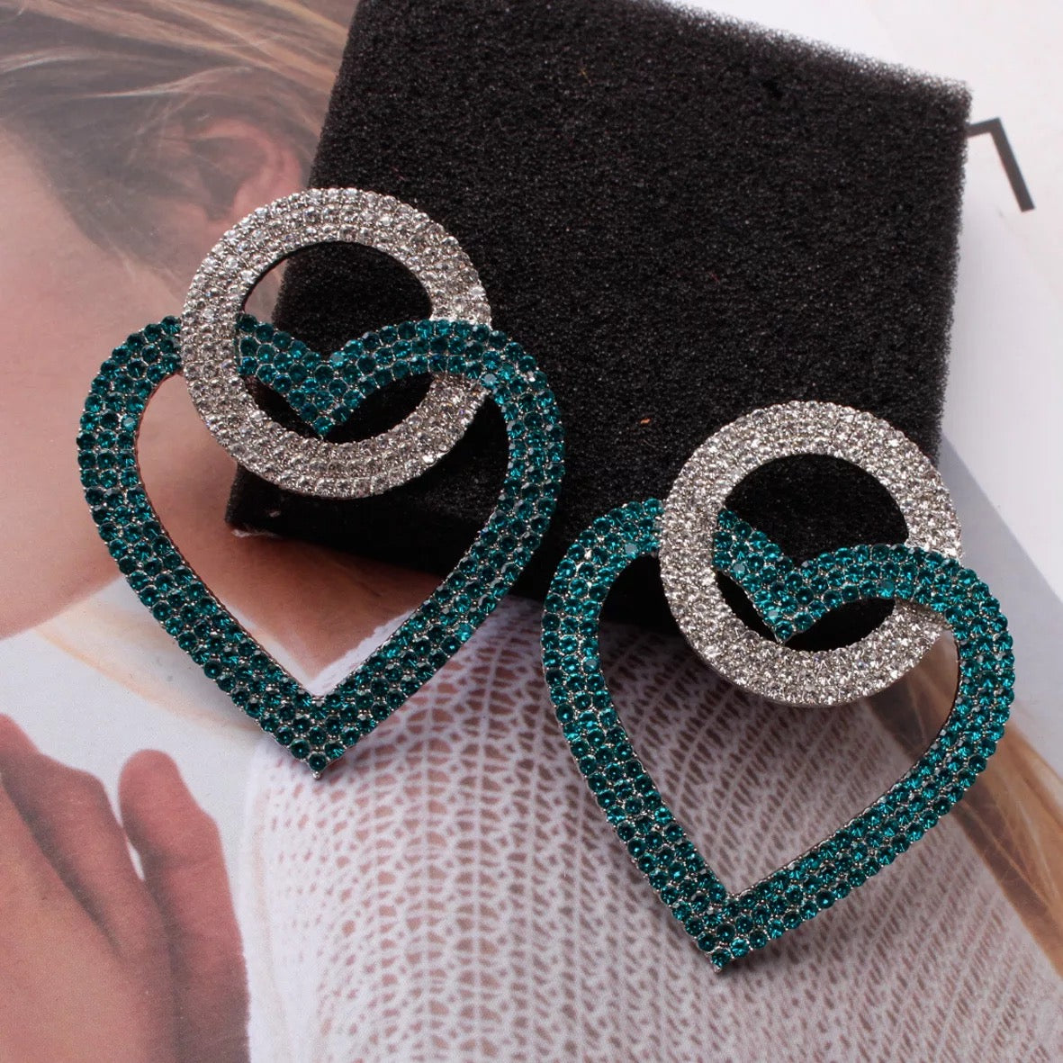 Heart Earrings Green