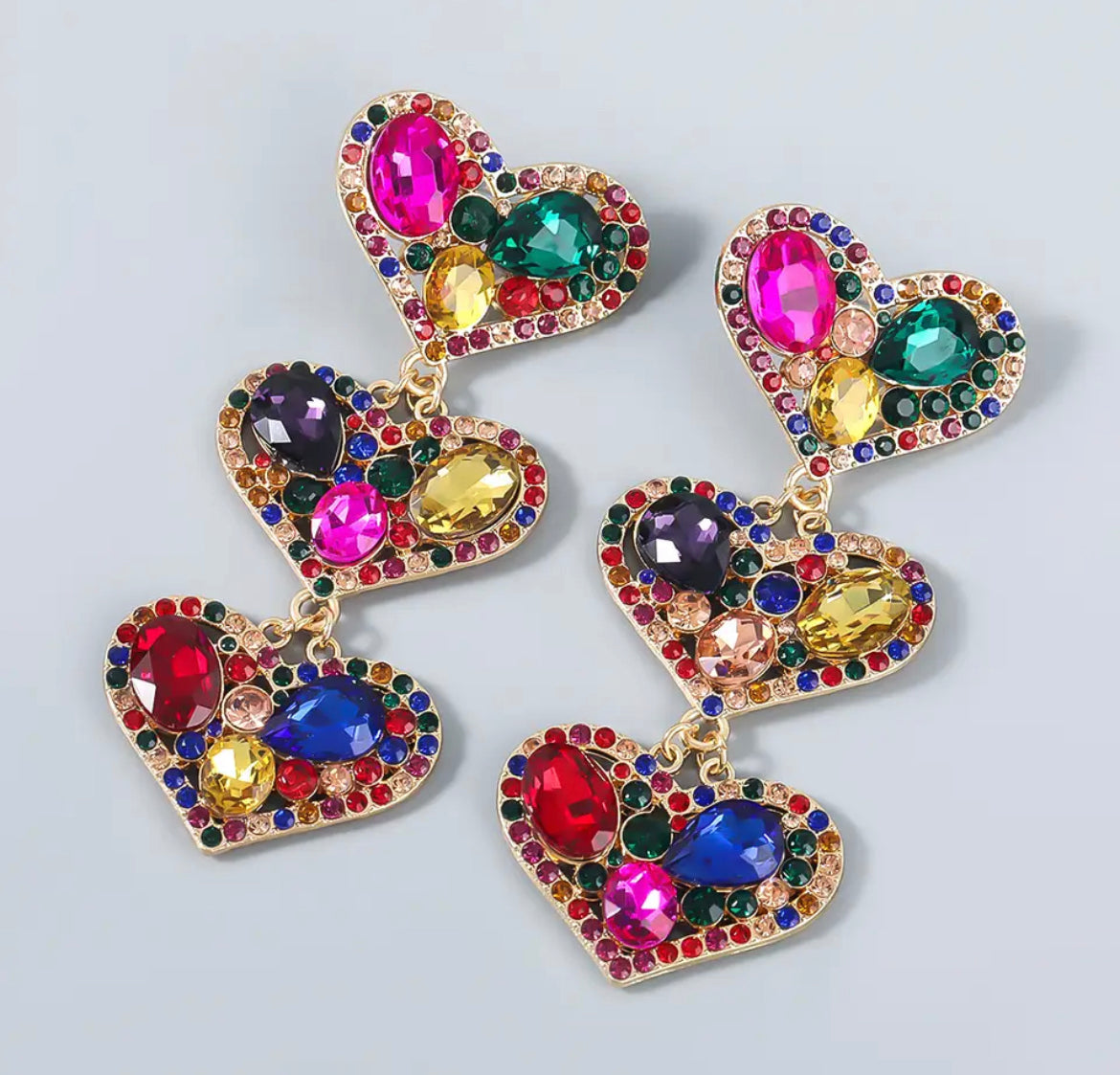 Triple Heart Earrings
