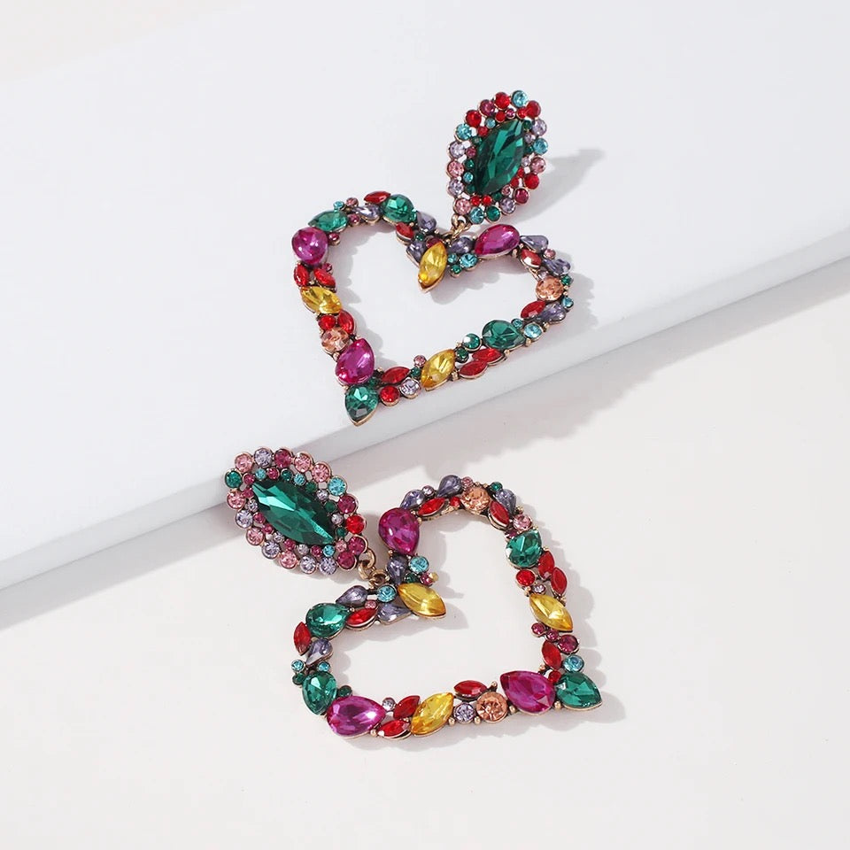 Green Heart Earrings