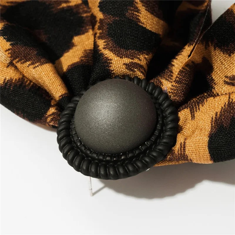 Leopard Grey Button Earrings