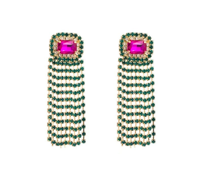 Green Tassels Earrings