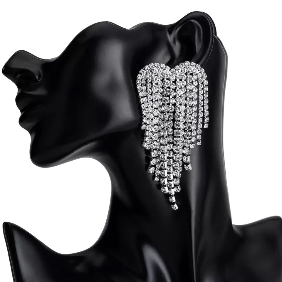 Heart tassel silver Earrings