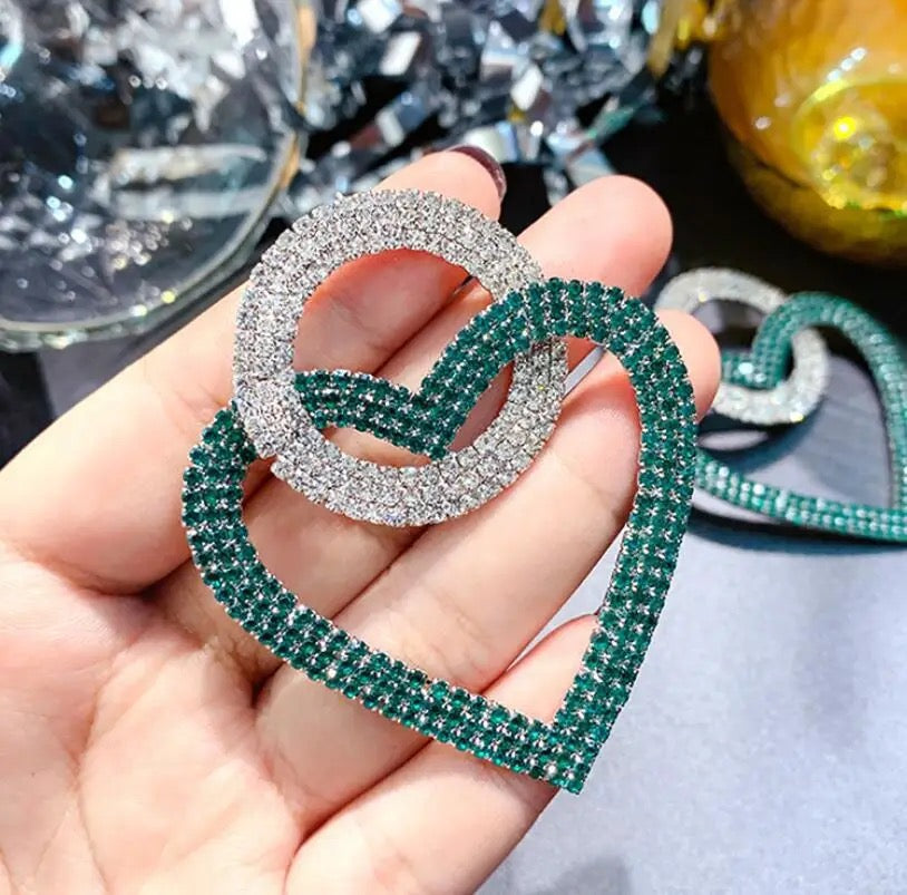 Heart Earrings Green
