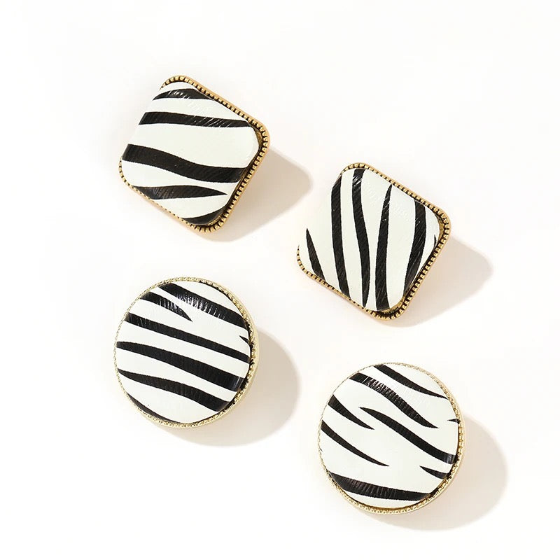 Zebra square earrings