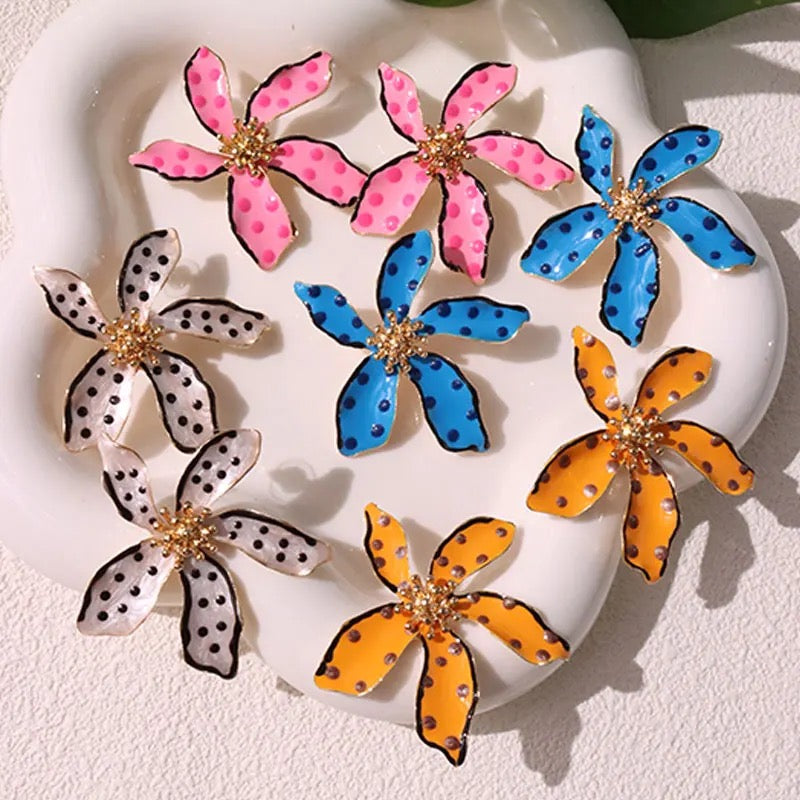 Blue flower earrings