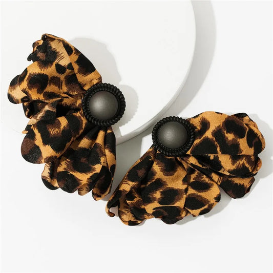 Leopard Grey Button Earrings