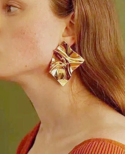 Gold Square Earrings