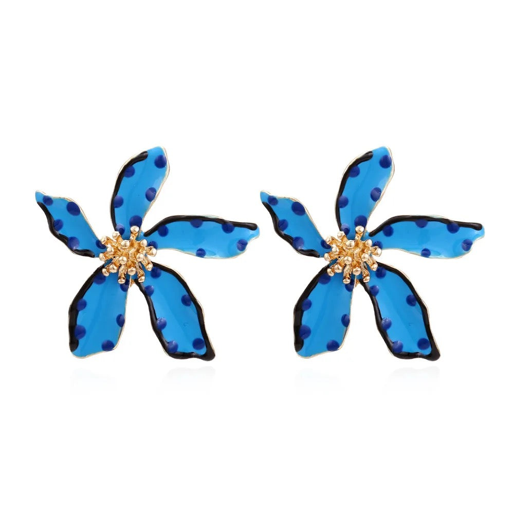 Blue flower earrings