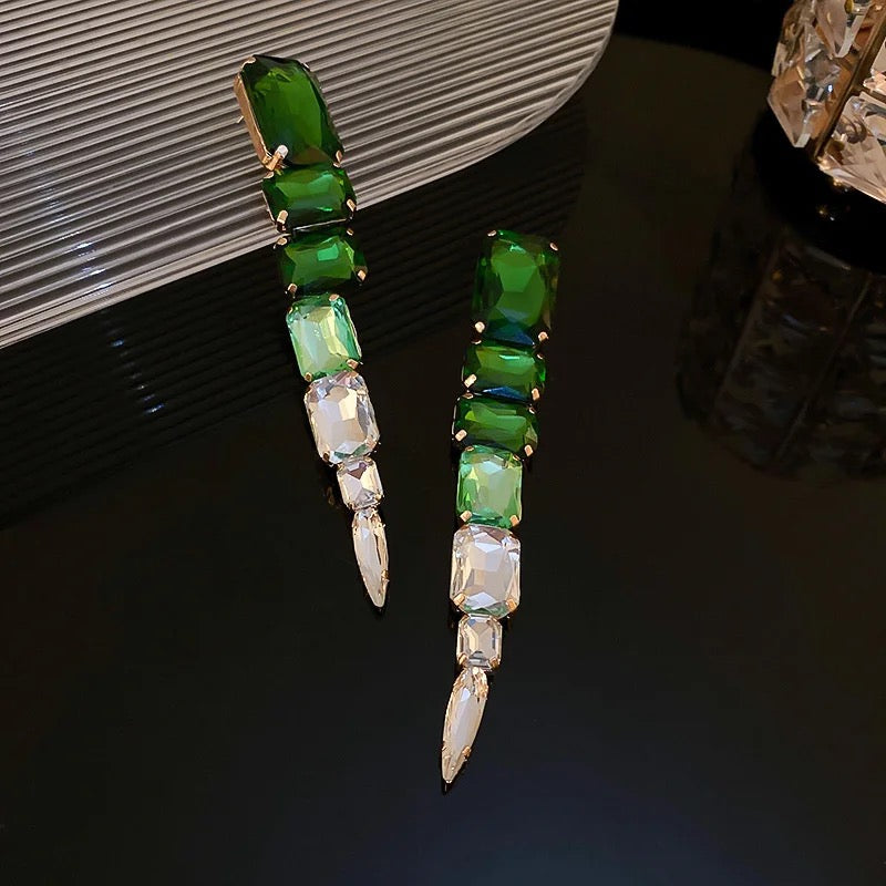 Green square earrings