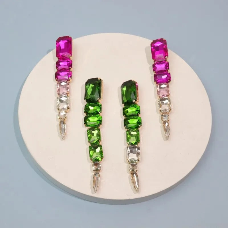 Green square earrings