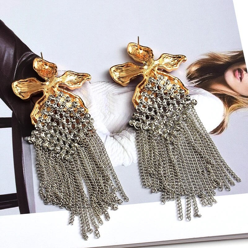 Flower tassel earrings