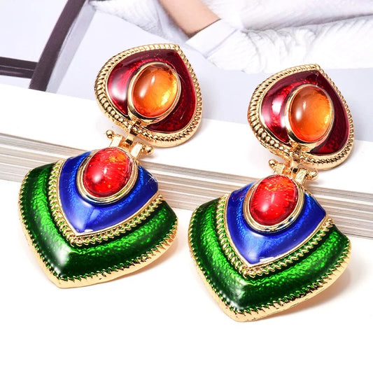 Retro Green Earrings