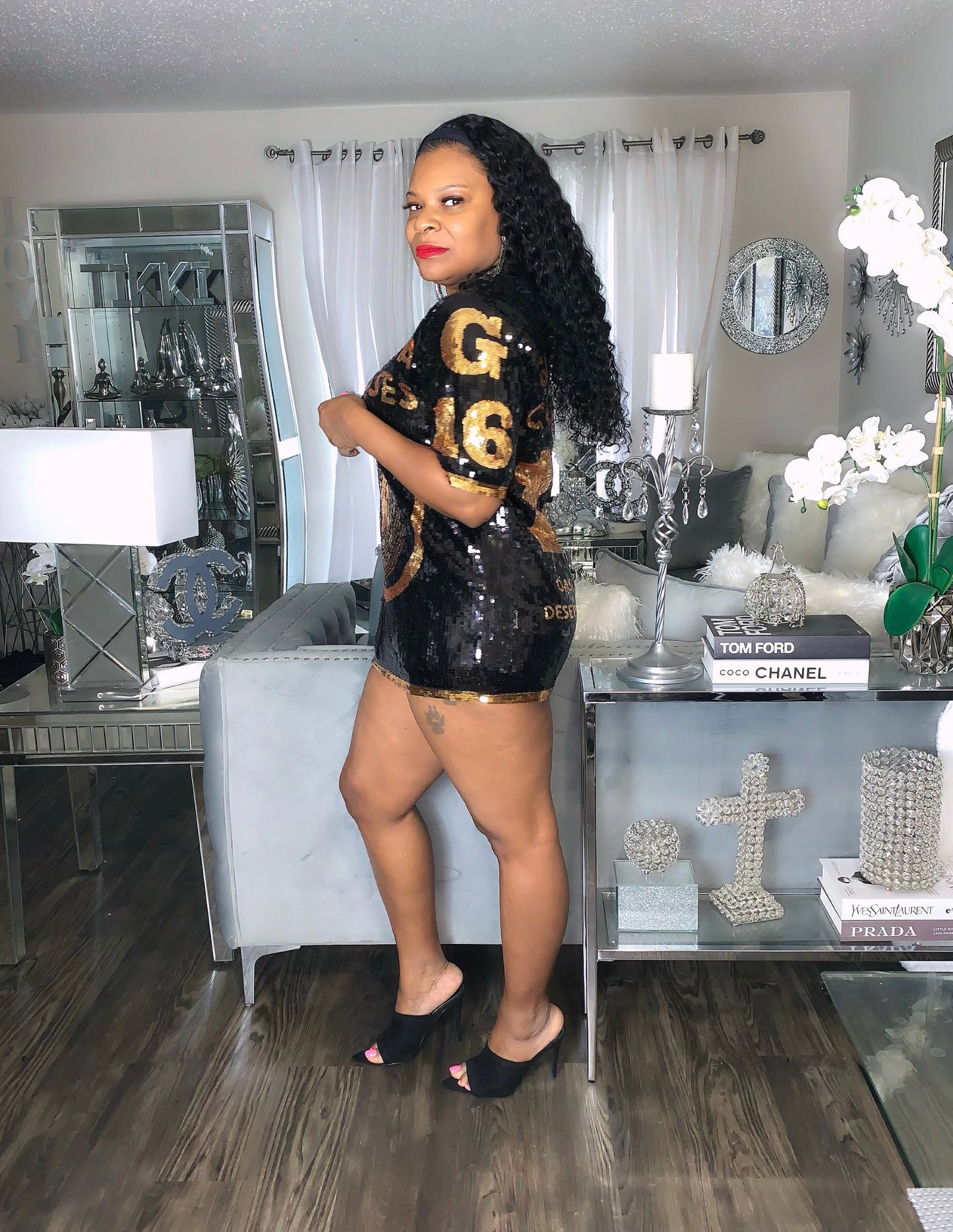 Sequin shirt dress
