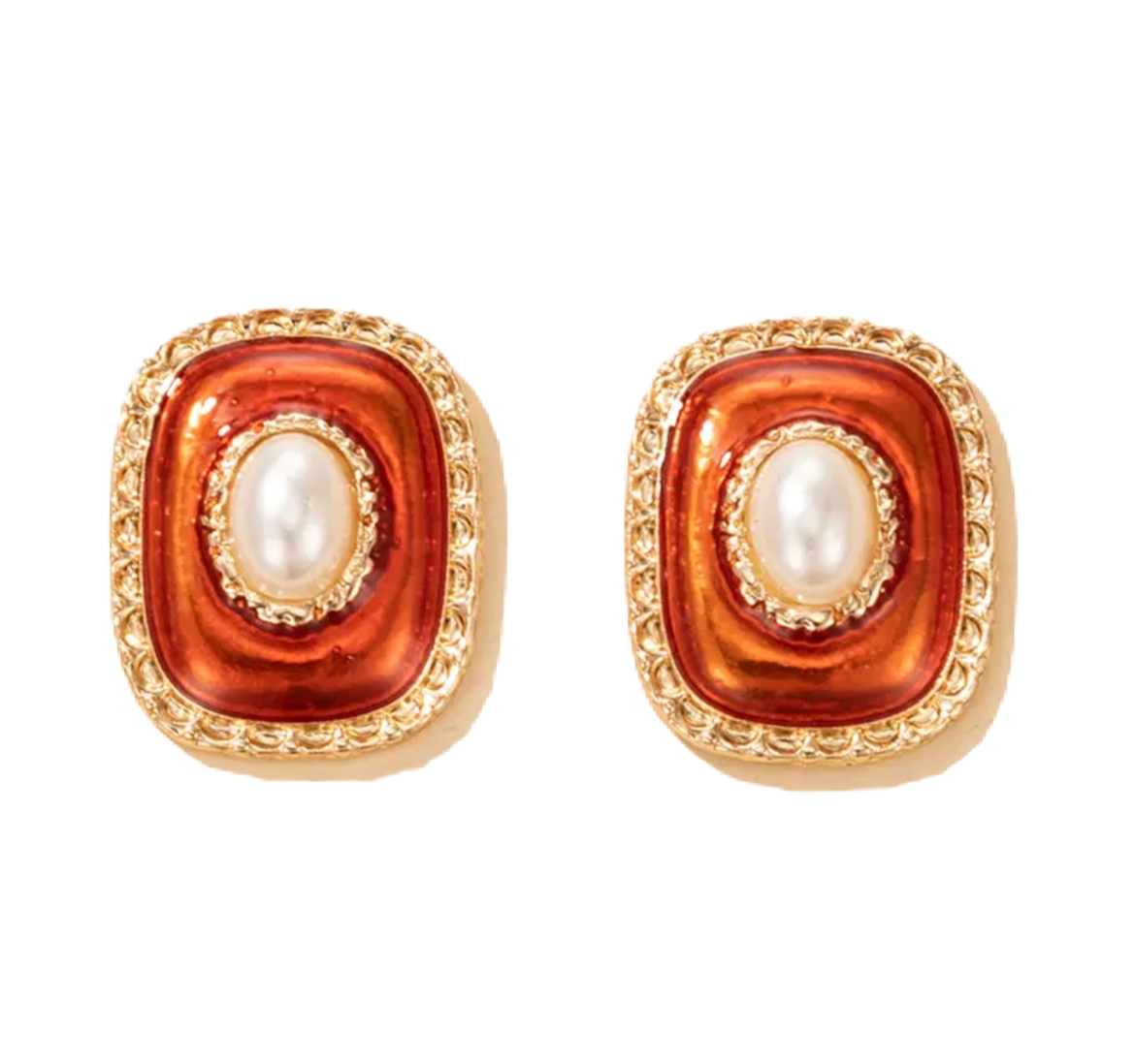 Red button earrings