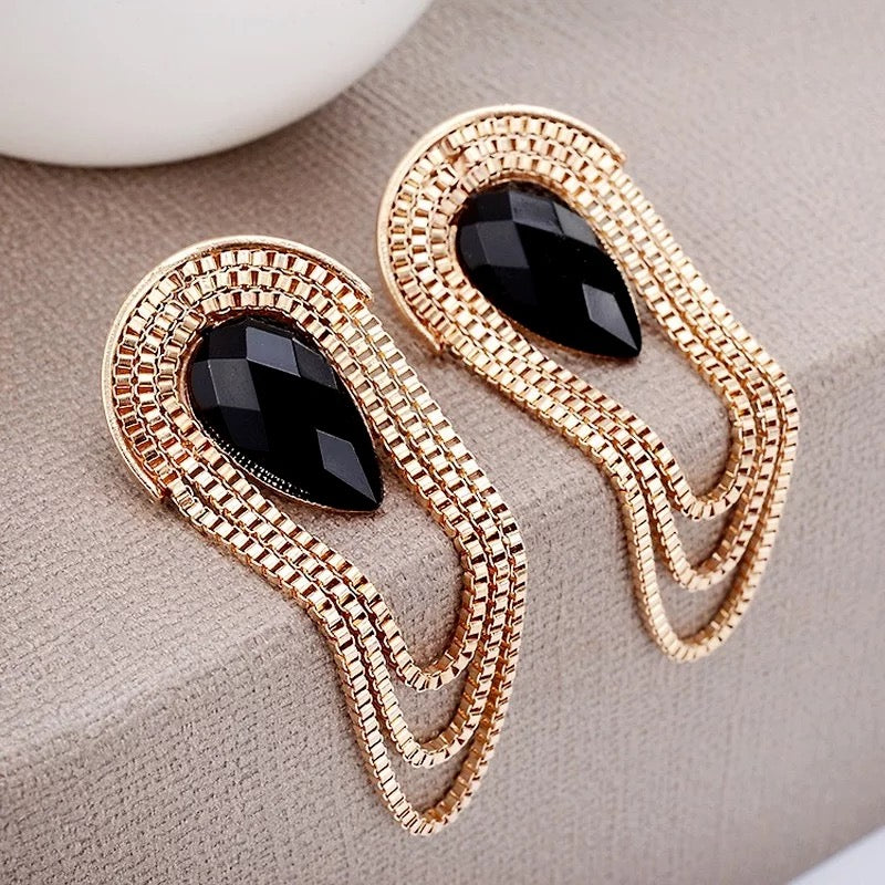 Black Oval Earrings